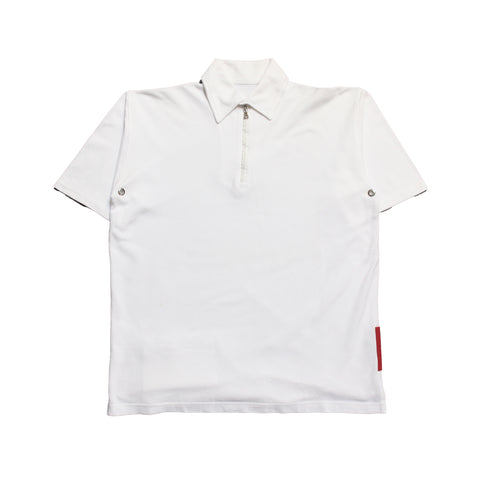 Vintage Prada Sport White 1/4 Zip Polo Shirt circa early 2000's