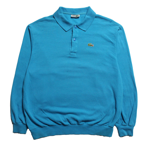 VINTAGE CHEMISE LACOSTE AQUA BLUE LONG SLEEVE POLO SHIRT CIRCA 1980 S TOO HOT