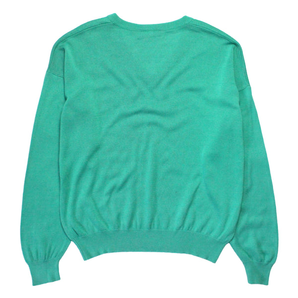 CHEMISE LACOSTE TURQUOISE V NECK KNIT CIRCA 1980'S * TOO HOT